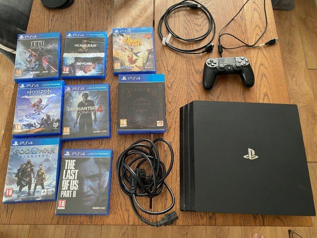 PS4 Pro / Playstation 4 Pro + controller + 8 top games, Ophalen, Met games, Zo goed als nieuw, 1 TB
