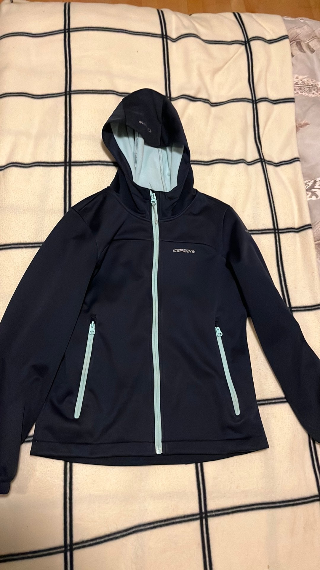 Icepeak jasje donkerblauw mintgroen softshell 152, Ophalen of Verzenden, Gebruikt, Meisje, Jas