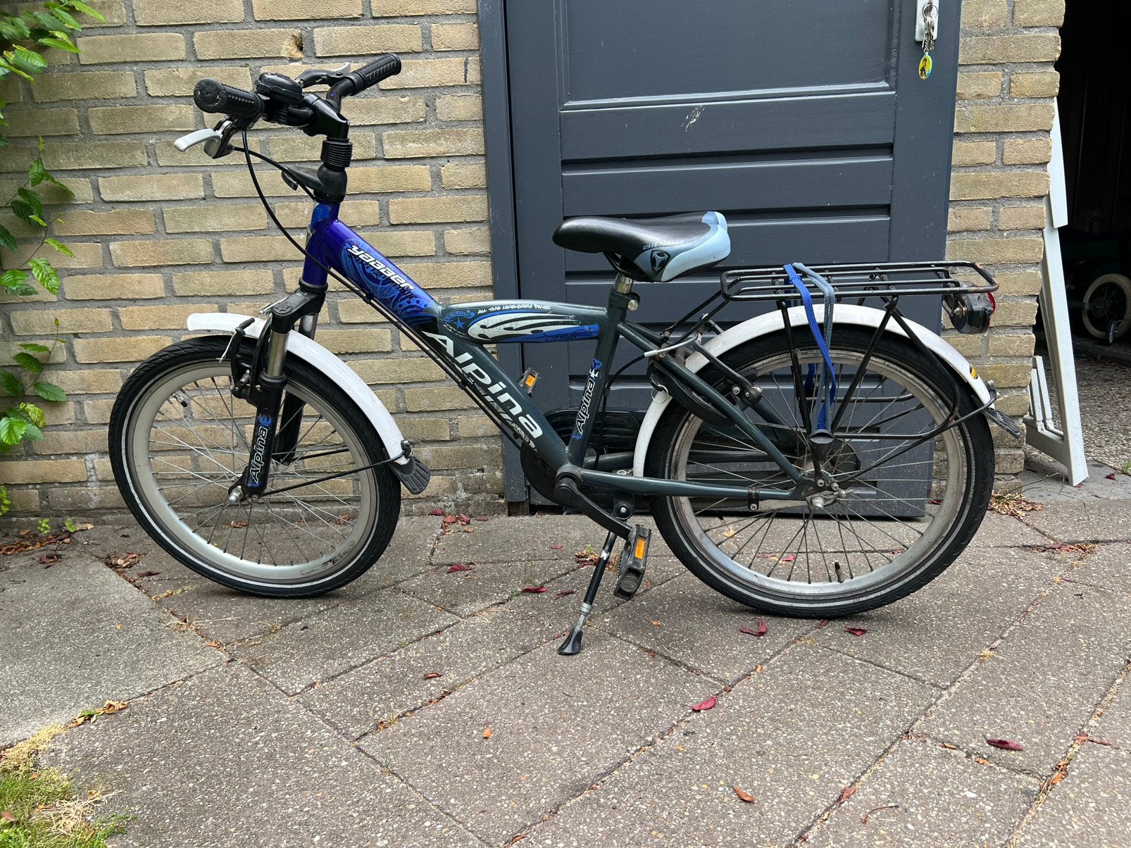 Blauwe Alpina yabber 20 inch fiets, Fietsen en Brommers, Fietsen | Jongens, Ophalen, Terugtraprem, Gebruikt, Handrem