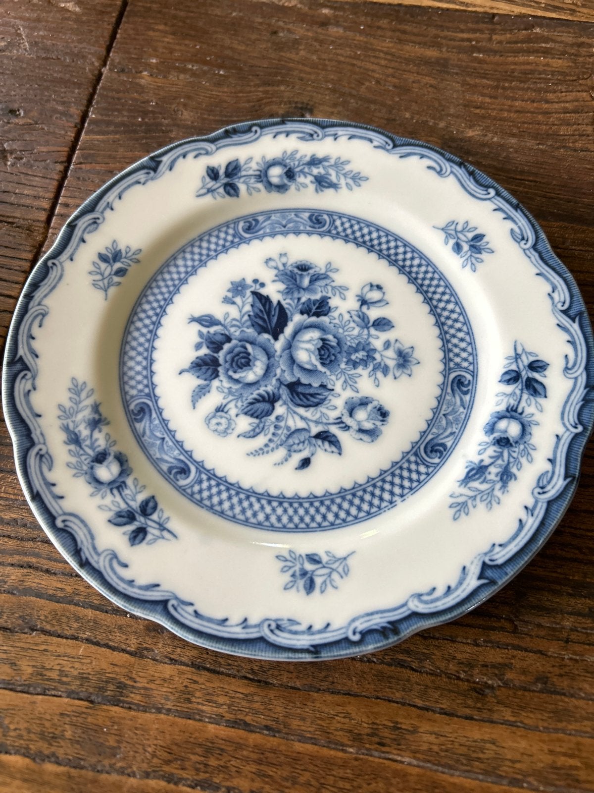 Set van 3 Blue Rose Fine China borden, blauw-wit bloemmotief, Antiek en Kunst, Ophalen of Verzenden