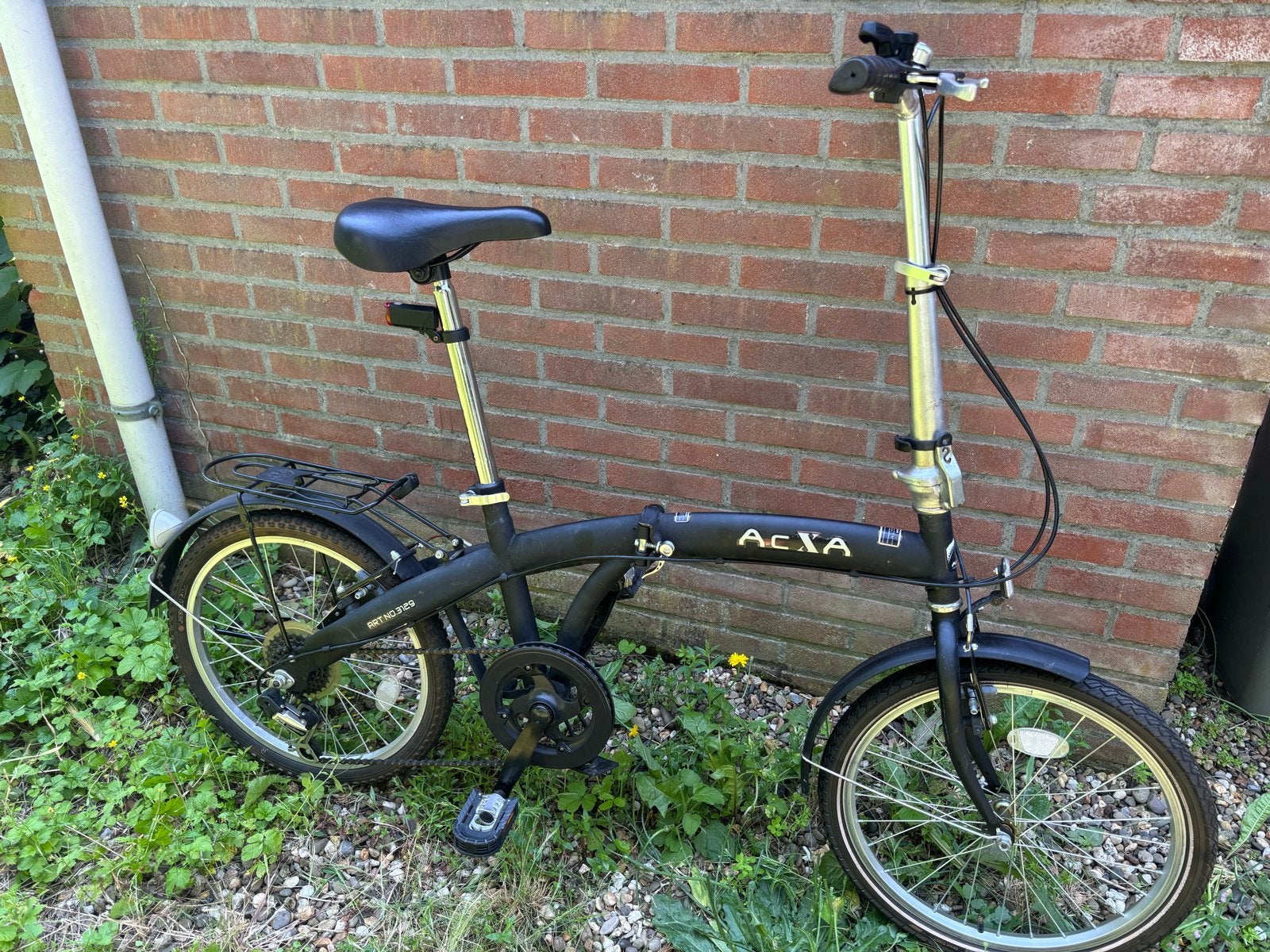 Opvouwbare fiets AcXA, zwart, Fietsen en Brommers, Fietsen | Vouwfietsen, 20 inch of meer, Gebruikt, Velgrem, Versnellingen