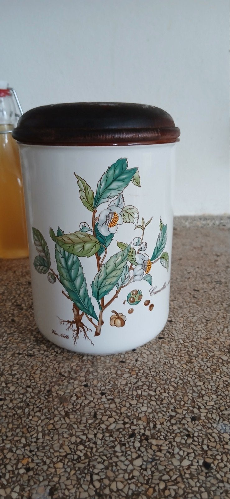 Vintage Van Nelle Voorraadpot houten deksel Villeroy & Boch, Gebruikt, Overige typen, Ophalen of Verzenden, Overige stijlen
