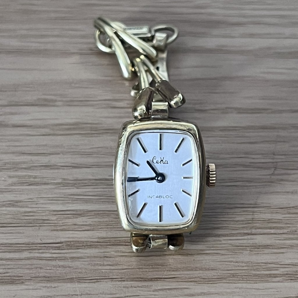 Vintage doublé Ceka cocktailhorloge, Overige merken, Overige materialen, Gebruikt, Polshorloge