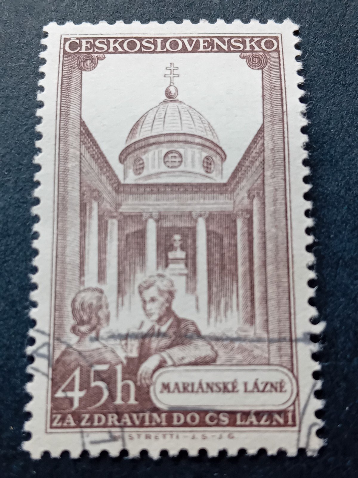 Tsjechoslowakije postzegel Mariánské Lázně 45h, Ophalen of Verzenden, Overige landen