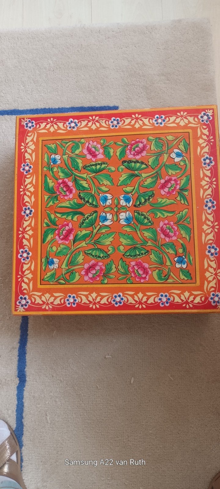 Handbeschilderde Indiase Bajot Bijzettafel - Rajasthan, Ophalen of Verzenden