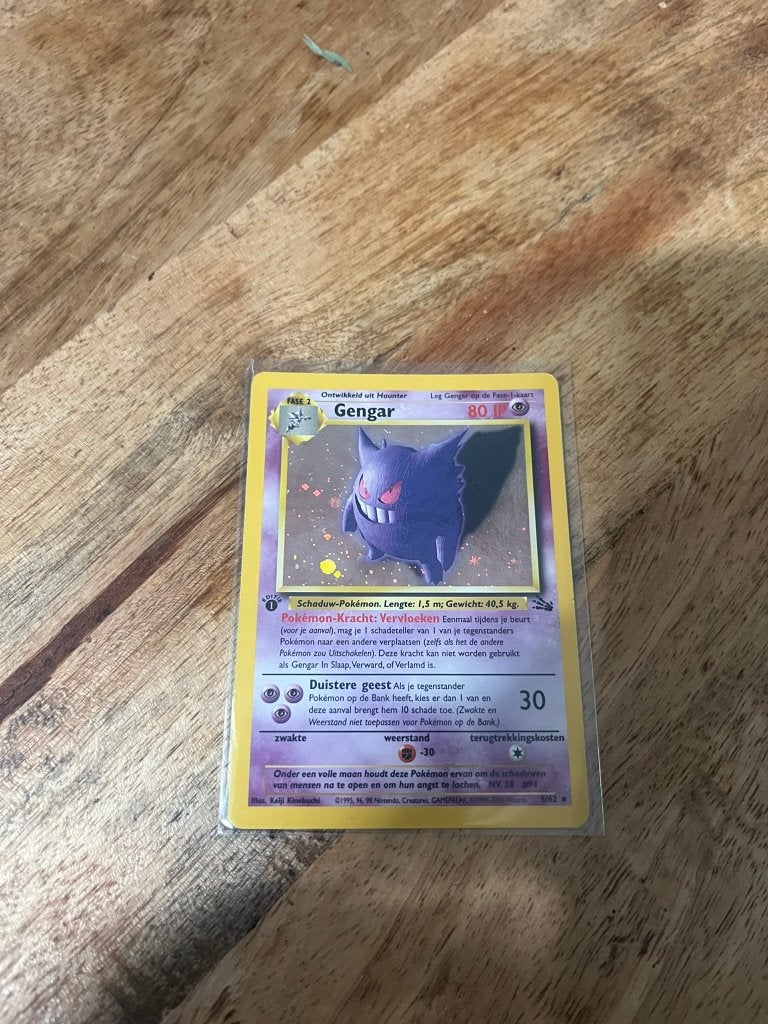 Gengar 5/62 Holo 1ste editie (Fossil), Ophalen of Verzenden, Zo goed als nieuw, Losse kaart