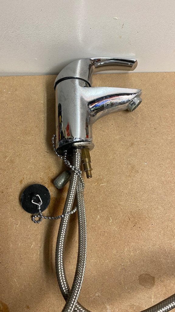 Chromen kraan met flexibele slangen, Doe-het-zelf en Verbouw, Sanitair, Ophalen of Verzenden, Gebruikt, Chroom, Kraan