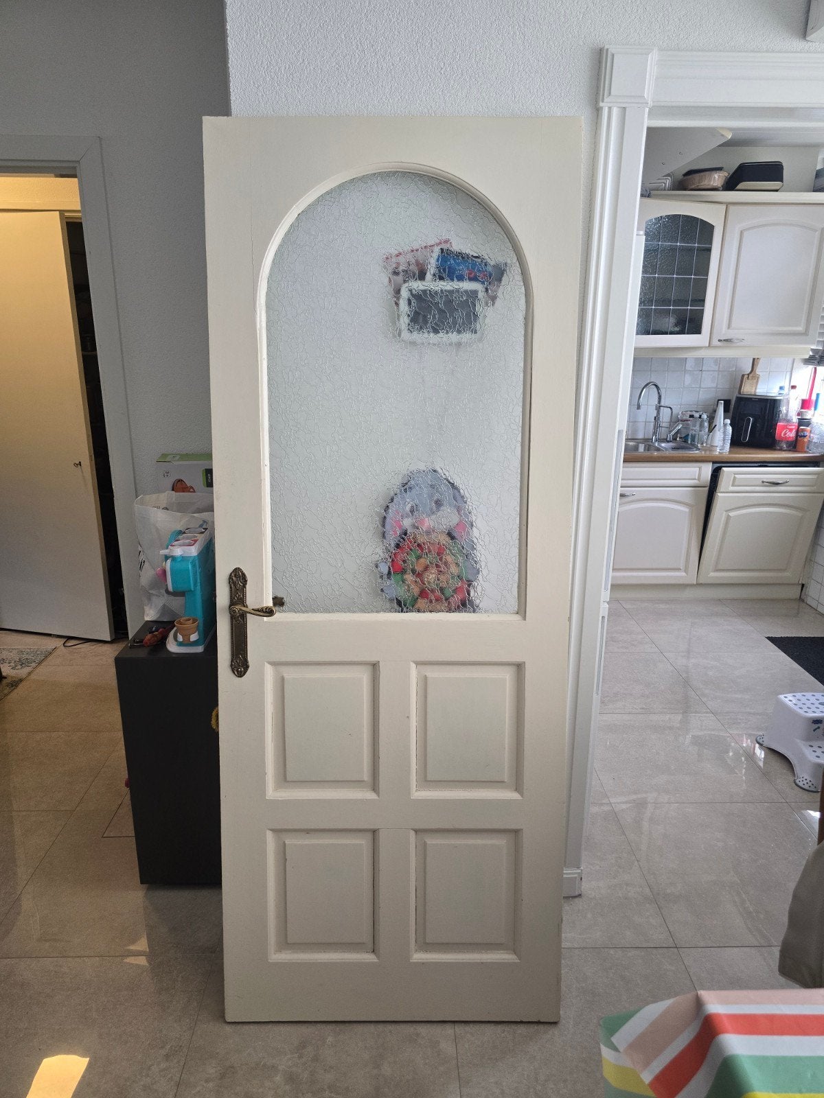 Binnendeur 77cm x 197,5cm met glas en paneel, Gebruikt, Minder dan 80 cm, Binnendeur, Minder dan 200 cm