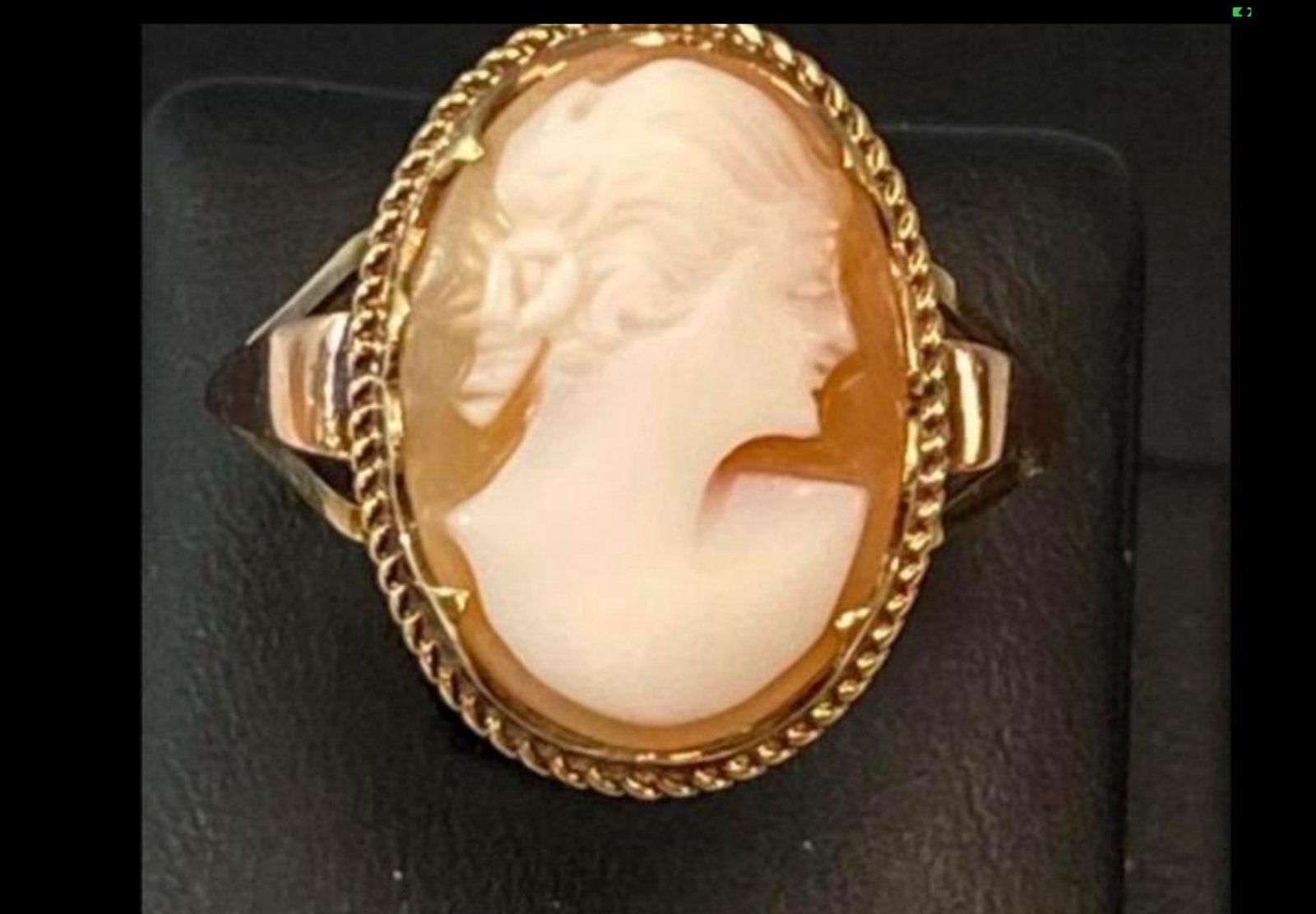Vintage gouden Italiaanse ring Camee  Cameo , 18 karaat goud, Verzenden, Zo goed als nieuw, 17 tot 18, Dame