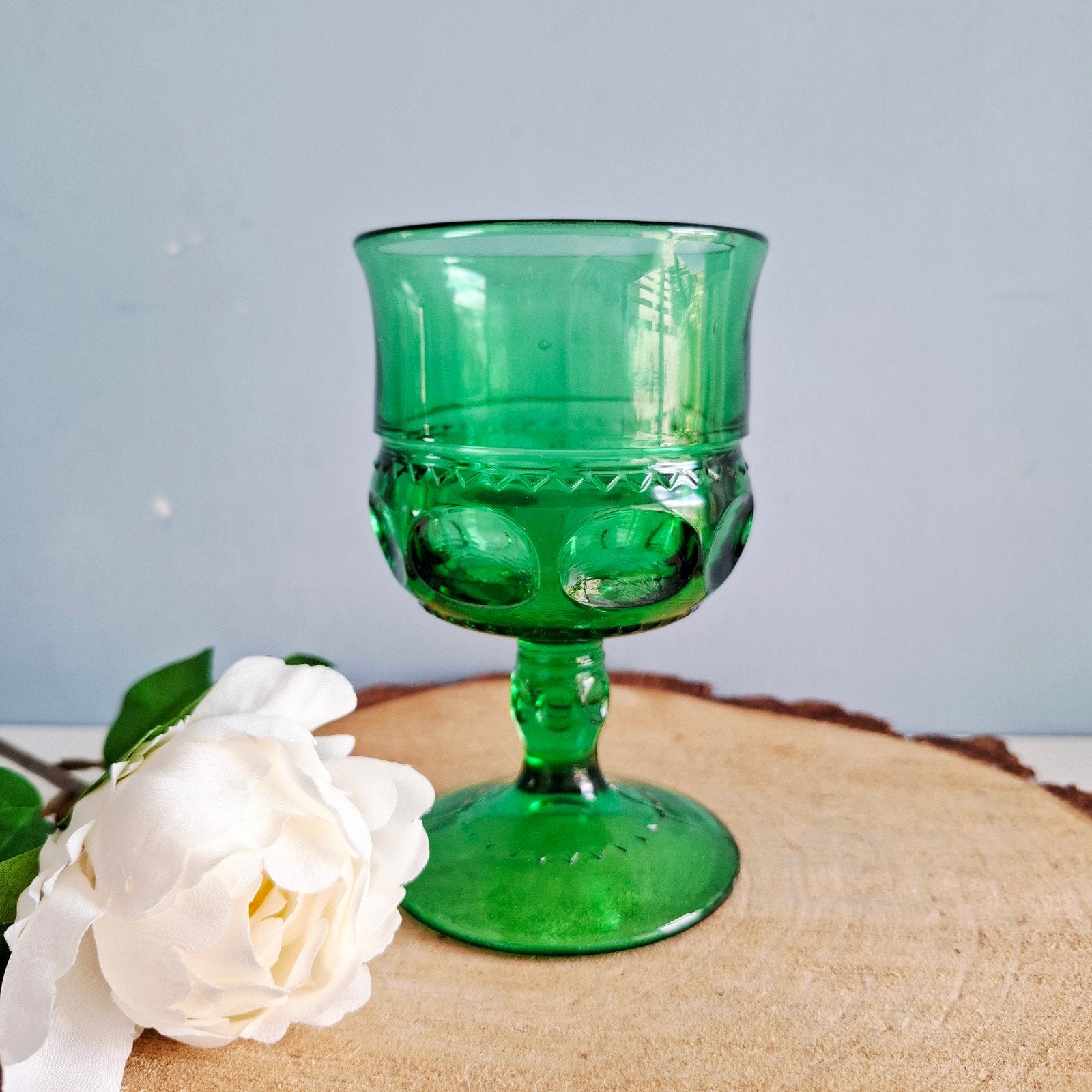 Indiana Glass kelk "Kings Crown" - avocadogroen, Ophalen of Verzenden