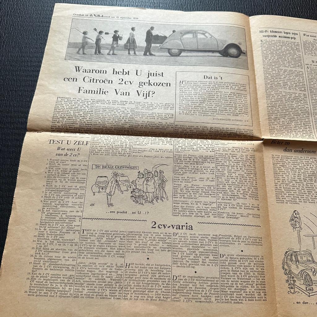 #2) CITRÖEN 2CV - 1959 - Overdruk Volkskrant, Verzenden, Gelezen, Citroën