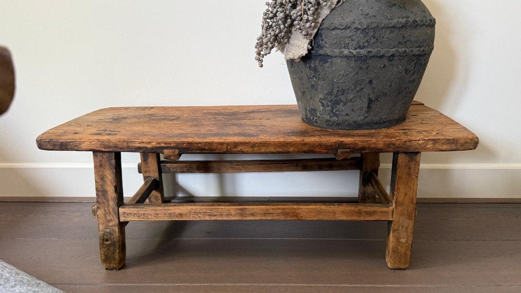 Authentieke houten tafel - 80x36x27 cm, Ophalen, Minder dan 45 cm, Gebruikt, Rusiek, Robuust, Authentiek