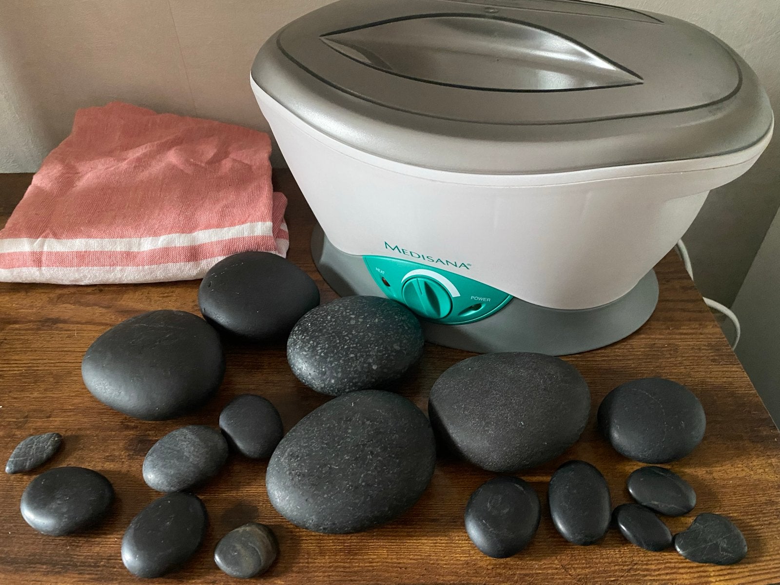 Medisana Hotstone massage apparaat met originele stenen, Ophalen of Verzenden, Gebruikt, Overige typen