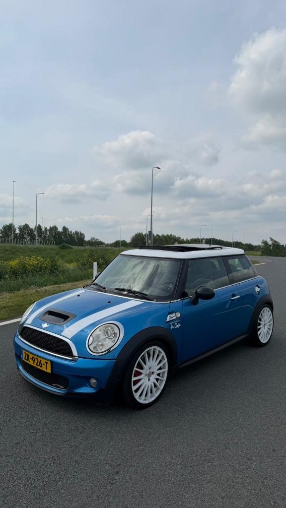 Mini 1.6 John Cooper Works 2010 Blauw, Auto's, Mini, Voorwielaandrijving, Zwart, 4 cilinders, 49 €/maand
