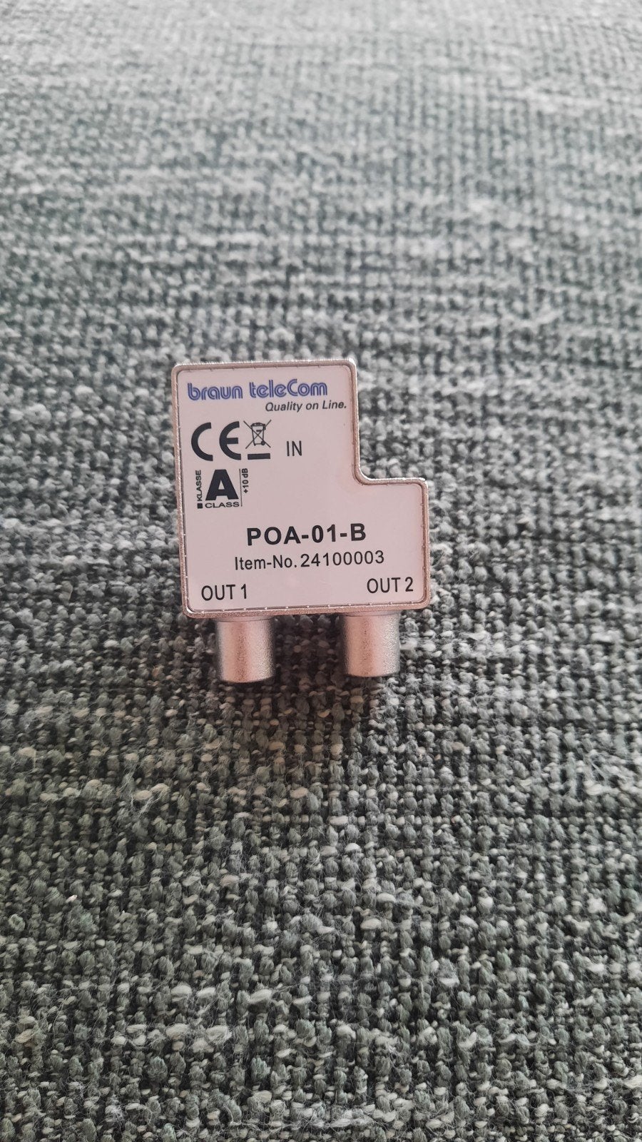 Braun Telecom Coax Kabel Splitter POA-01-B, Ophalen of Verzenden, Minder dan 2 meter, Coaxiale kabel