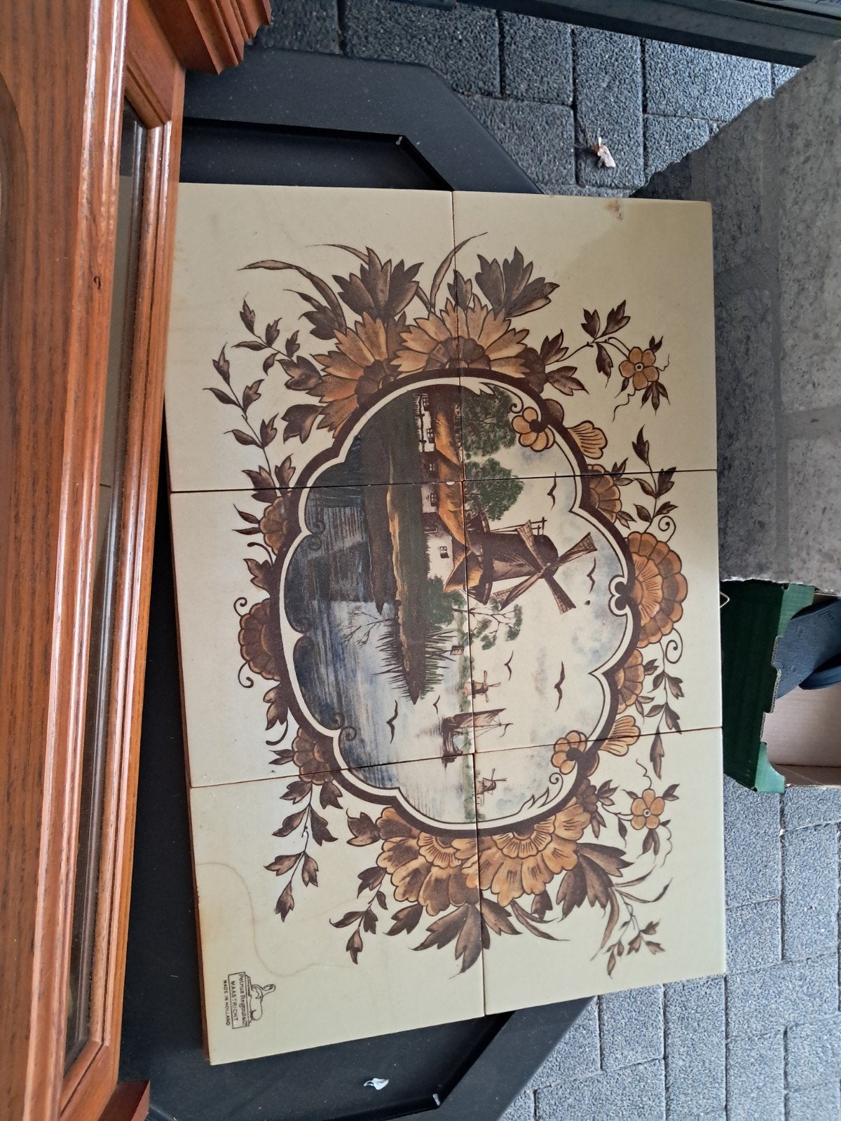 Vintage Hollandse Tegeltableau - Molenlandschap, Antiek en Kunst, Ophalen of Verzenden