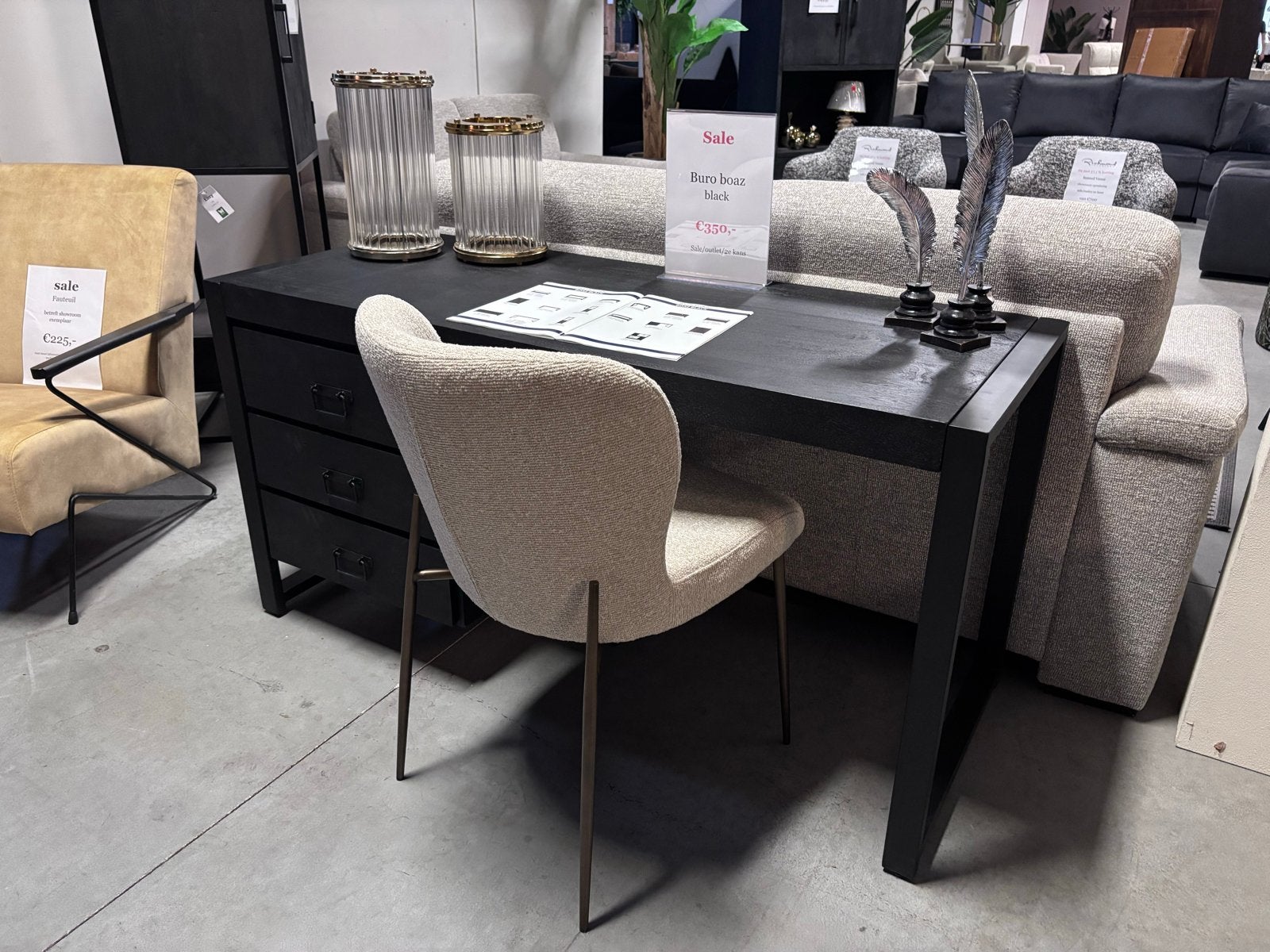 Buro Black Mangohout - Showroom Opruiming, Ophalen, Zwart, Zo goed als nieuw, Industrieel
