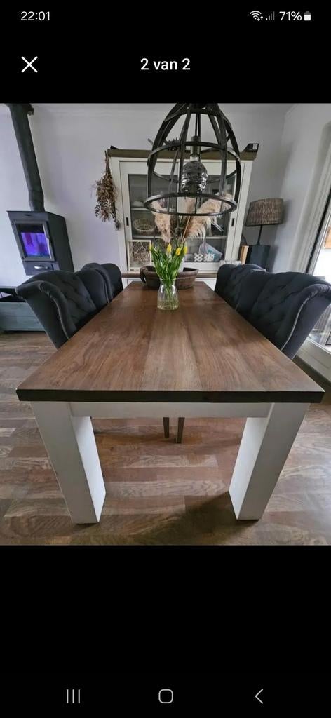 Massief eikenhout tafel met 4 stoelen, Ophalen