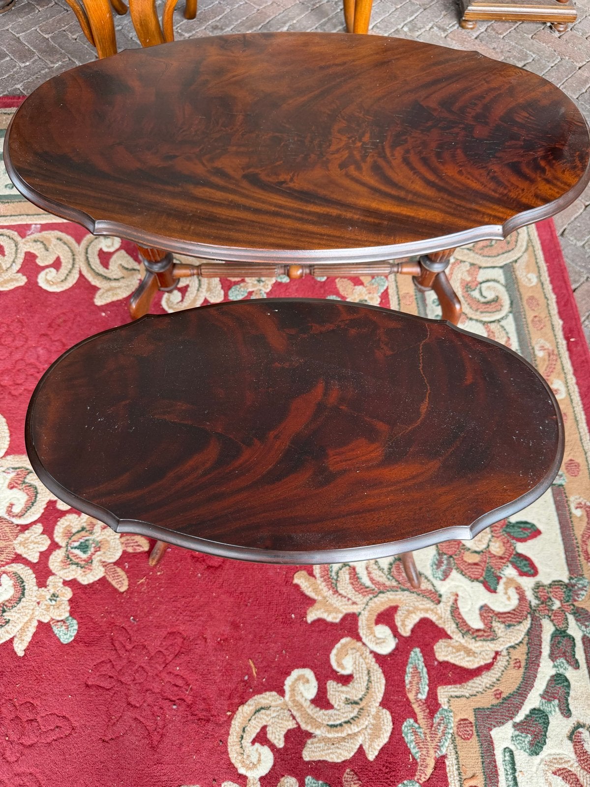 Set van 2 antieke mahonie bijzettafels, Ophalen of Verzenden