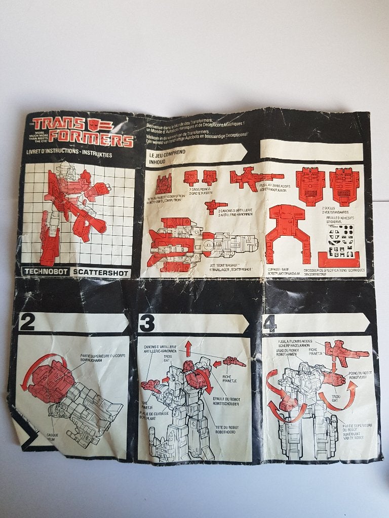 handleiding van de Transformers G1 Technobot Scattershot, G1, Ophalen, Gebruikt