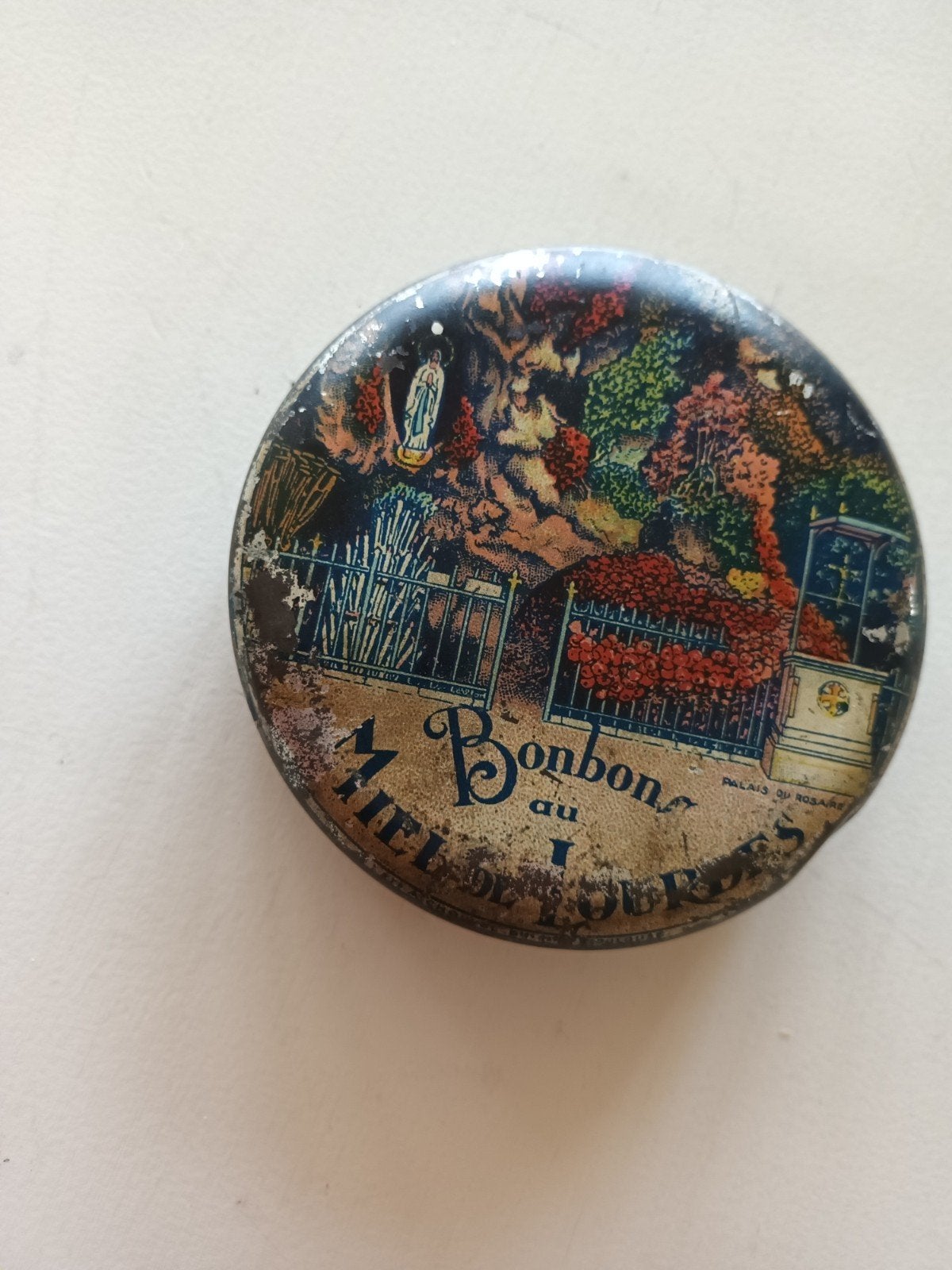 Oud Bonbon au Miel de Lourdes Blikken Doos, Antiek en Kunst, Ophalen of Verzenden