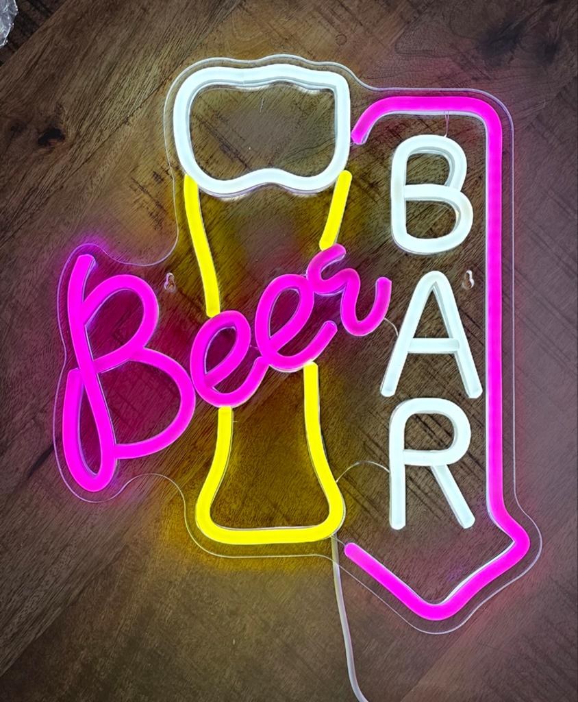 Neon LED Verlichting 'Beer Bar' - Perfect voor Thuisbar/Café, Ophalen of Verzenden, Nieuw, Lichtbak of (neon) lamp