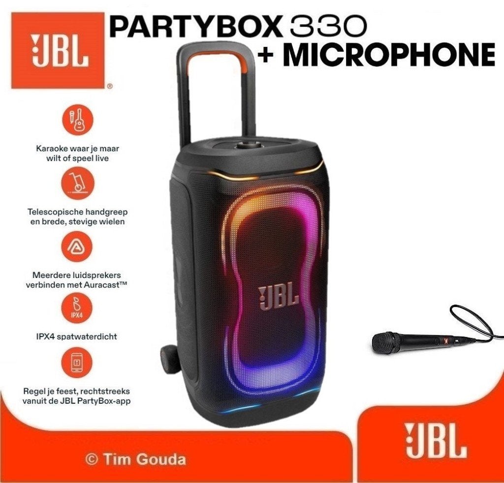 ✅ JBL Partybox 330 + Microfoon - NIEUW, 150 watt of meer, JBL, Party speaker, Nieuw