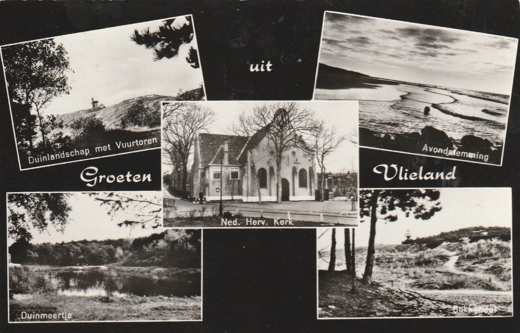 VLIELAND Vuurtoren Meertje Kerk Bokkendal Groeten, Verzenden, 1960 tot 1980, Ongelopen, Waddeneilanden
