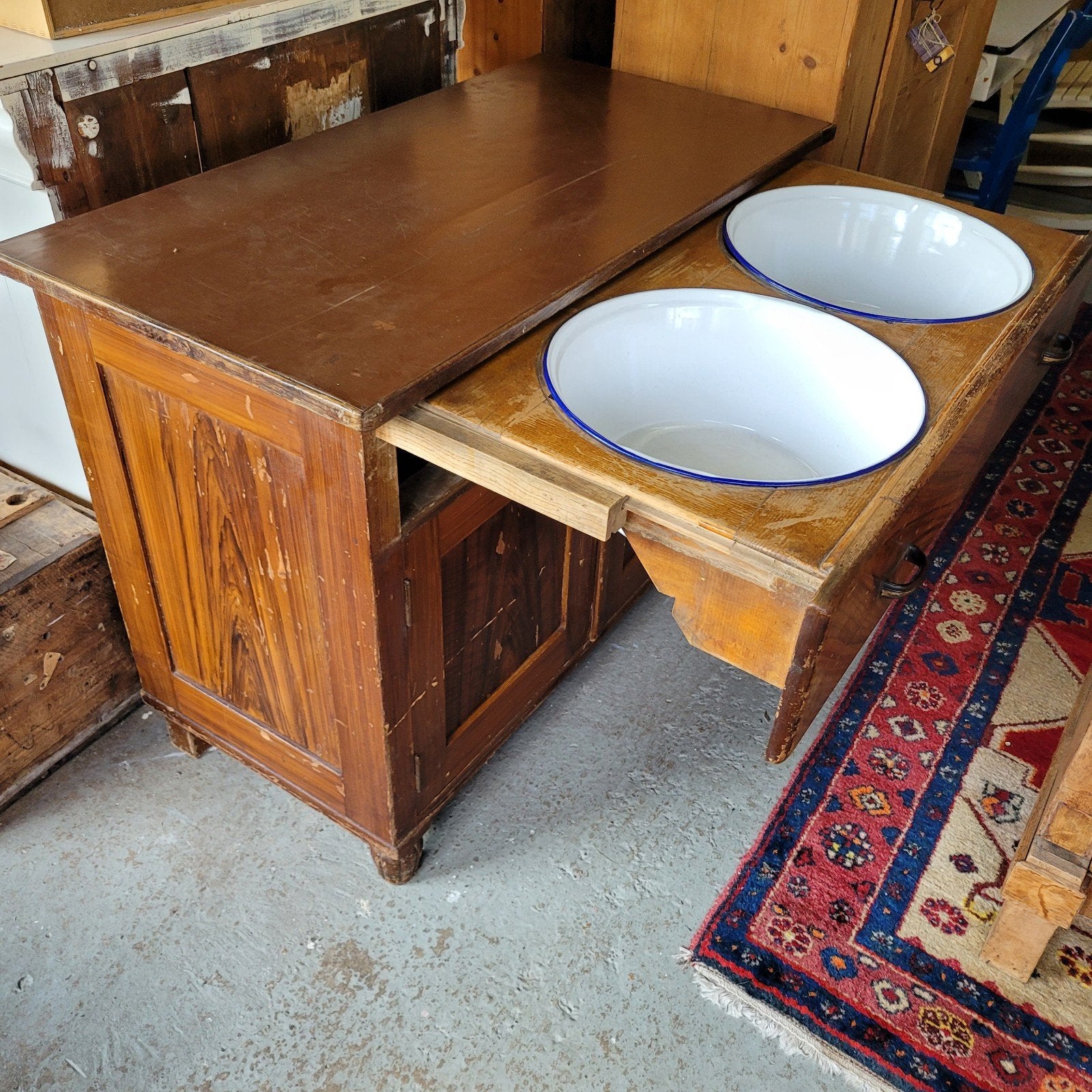 Brocante oude waskast, commode badkamermeubel, Ophalen