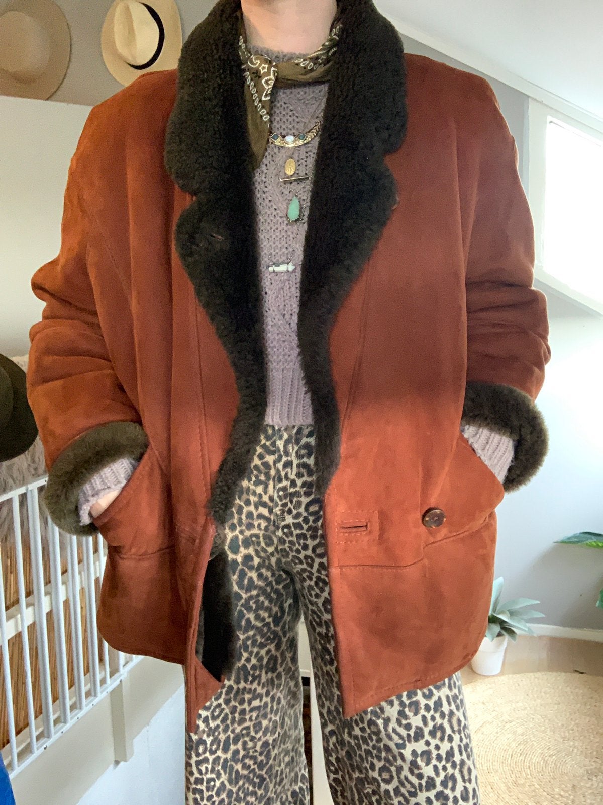 Vintage bomberjack L shearling lammy coar, Maat 38/40 (M), Overige kleuren, -, -