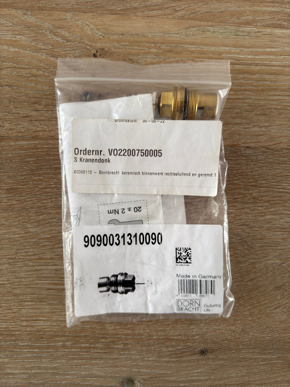 Dornbracht keramisch binnenwerk 1/2" rechtssluitend geremd, Ophalen of Verzenden, Nieuw, Kraan