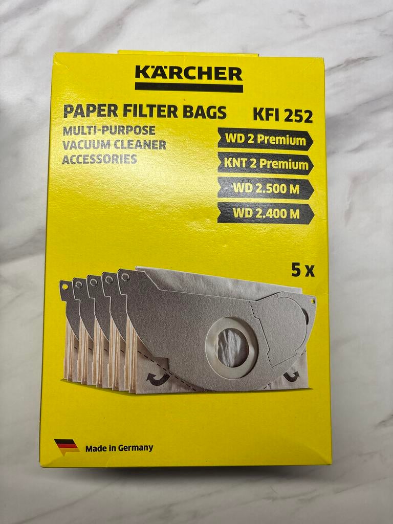 Nieuwe Kärcher KFI 252 stofzuigerzakken (5 stuks), Ophalen of Verzenden, Nieuw, Stofzak, Overige typen
