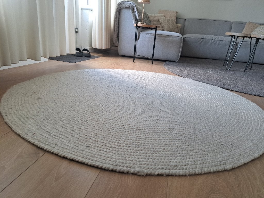 Vloerkleed Bodilson Pebble Ivory, Ophalen, Gebruikt, 100 tot 150 cm, Beige