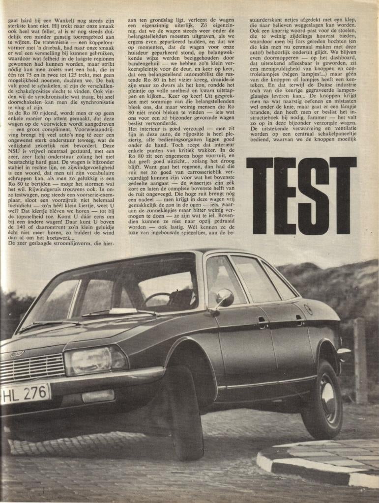Autovisie test NSU RO 80 1968, Ophalen of Verzenden, Gelezen, Overige merken