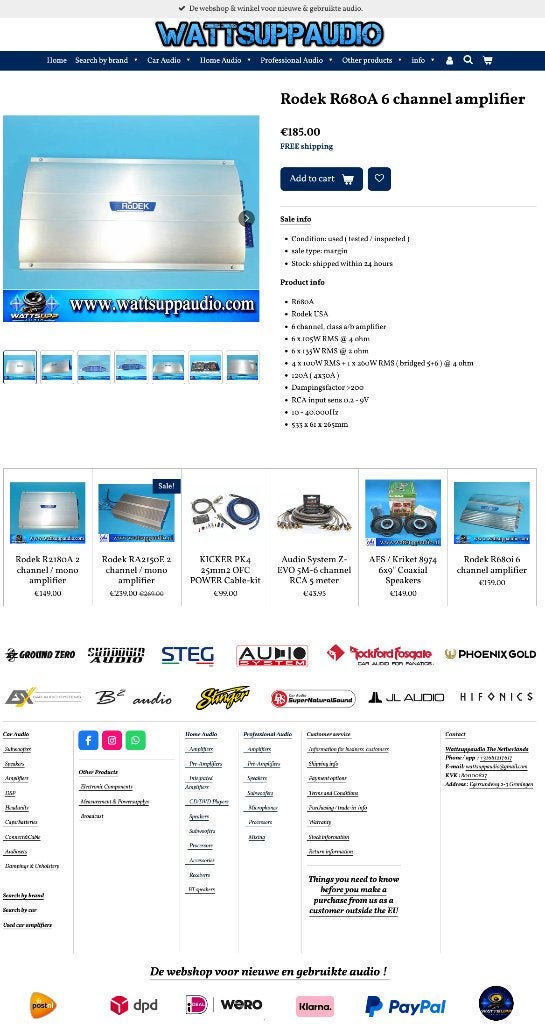 Rodek R680A 6 kanaals versterker, Auto diversen, Autospeakers, Gebruikt, ., Ophalen of Verzenden, .