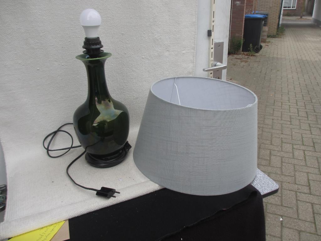 Vintage groene keramieken tafellamp jaren 60/70, Ophalen of Verzenden, Gebruikt, Overige materialen, 50 tot 75 cm