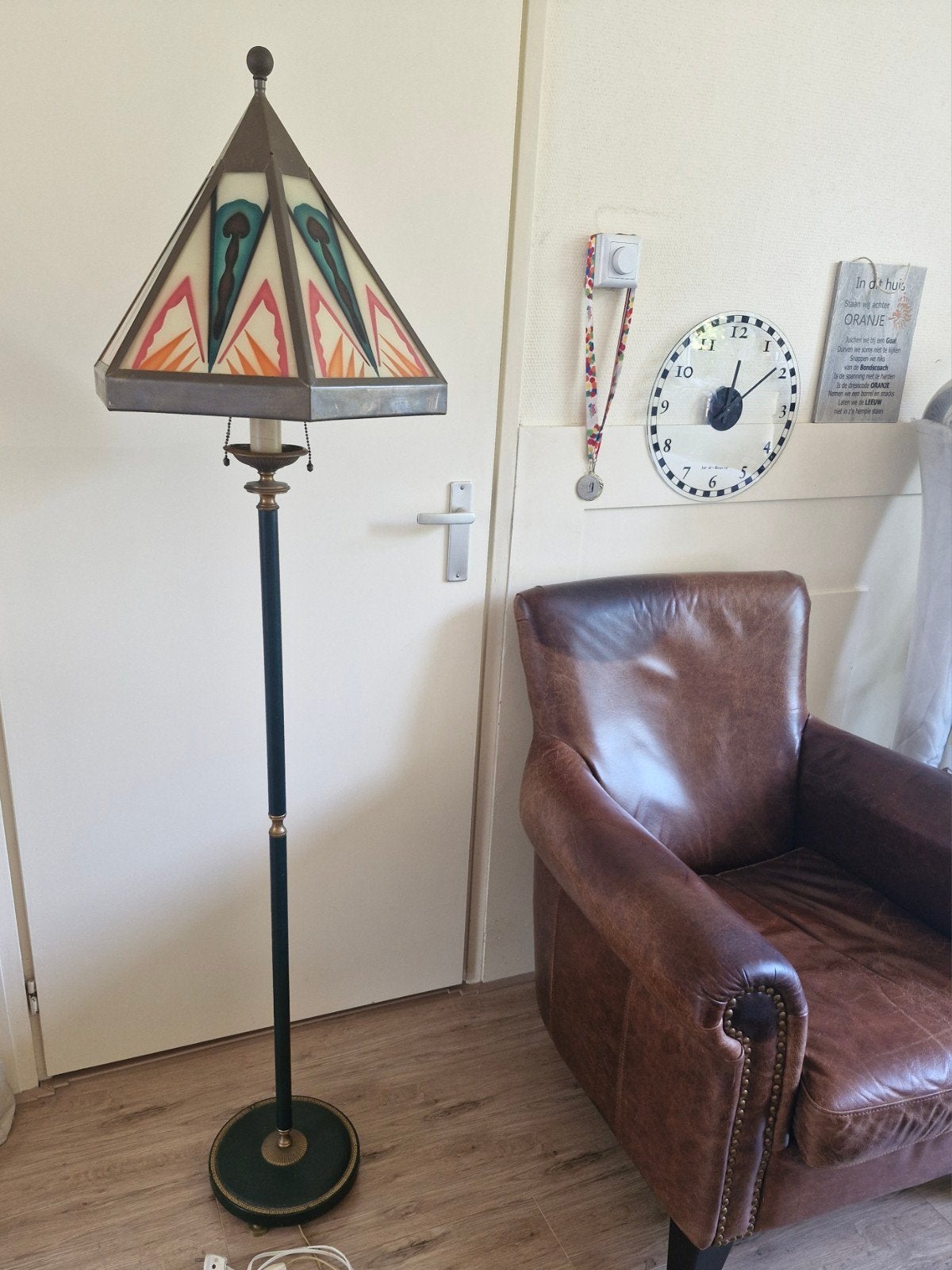 Gave antieke amsterdamse school lamp in zeer goede staat, Ophalen
