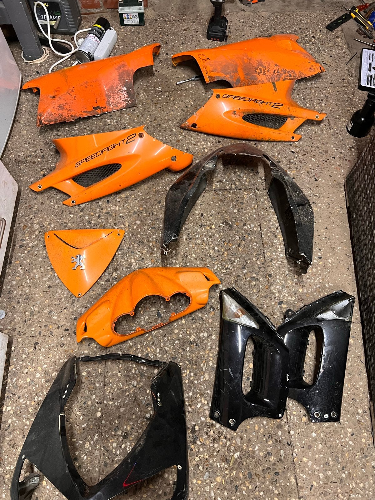 Peugeot Speedfight 2 Kappenset Oranje Zwart - Opknapper, Ophalen, Gebruikt, Kap, Peugeot