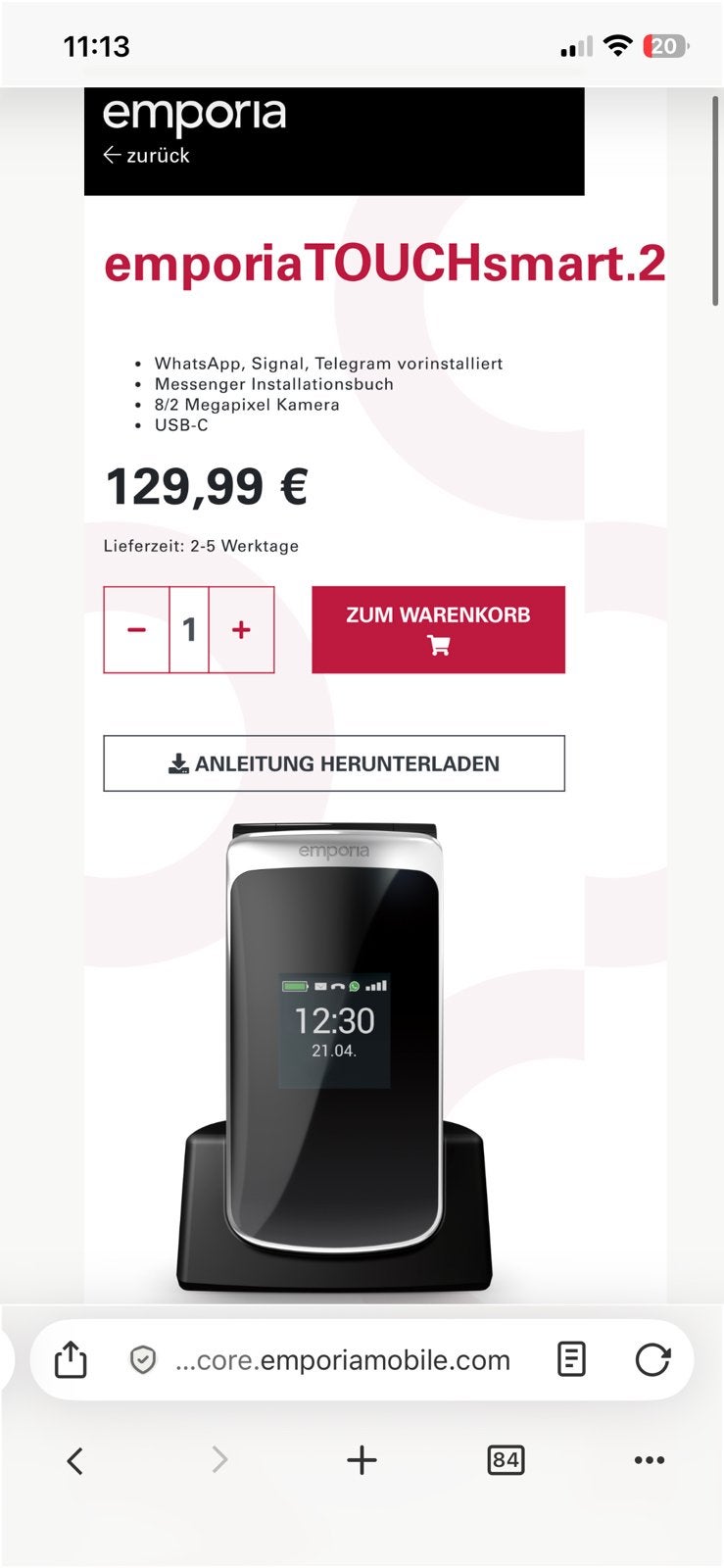 Emporia touch smart 2, Ophalen of Verzenden, Zo goed als nieuw