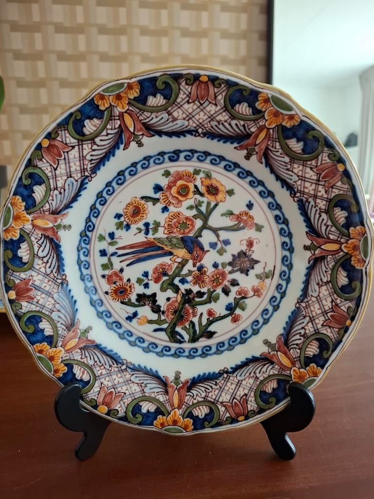 Antiek wandbord Koninklijke Tichelaar Makkum - Polychroom, Ophalen of Verzenden