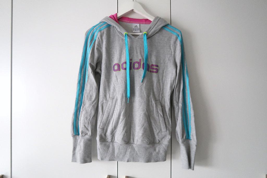 Adidas Hoodie/trui met Neon details - Grijs, Maat 38/40 (M), Adidas, Ophalen of Verzenden, Zo goed als nieuw
