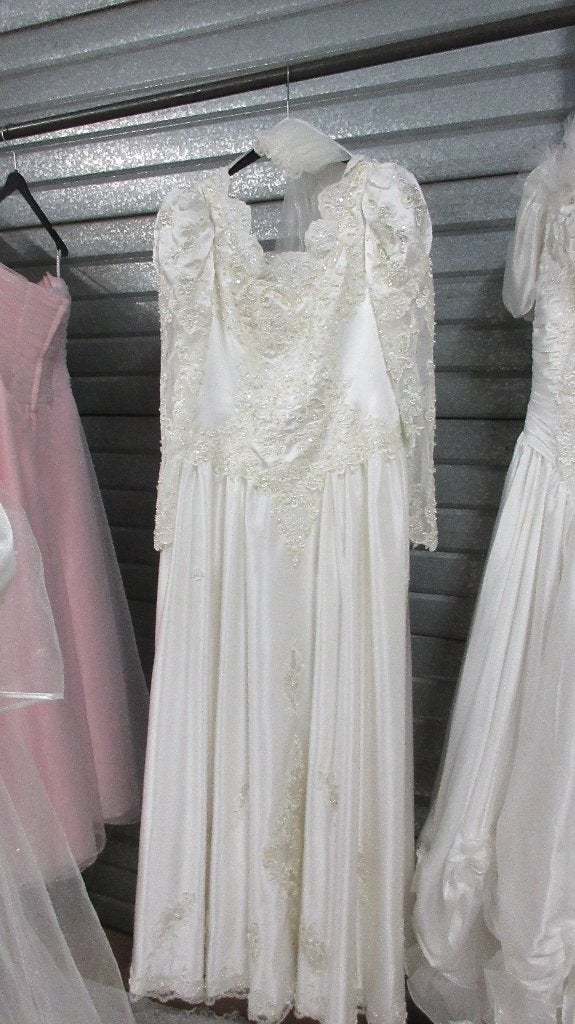 Vintage Trouwjurk met Kant en Pofmouwen, Ophalen, Trouwjurk, Wit, Onbekend