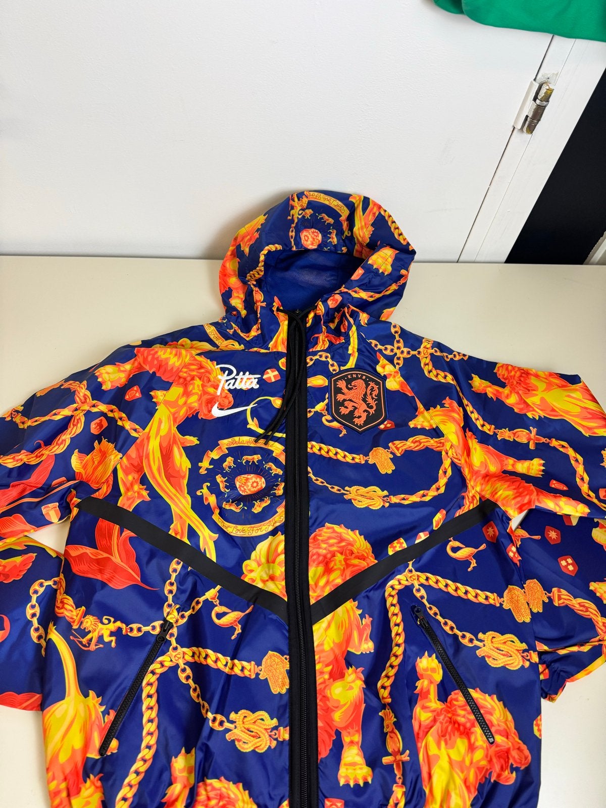 Patta x Nike x KNVB Windrunner Oranje Leeuw - Maat L, Maat 52/54 (L), -, Blauw, -