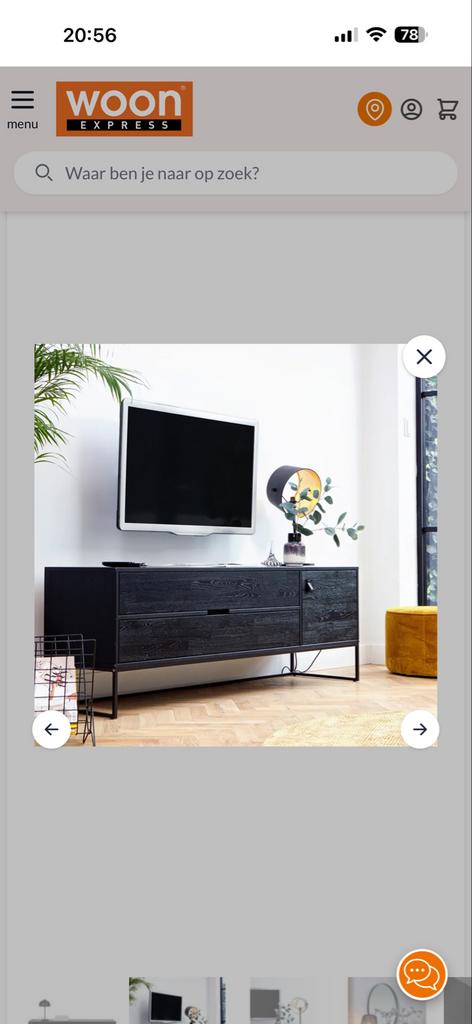WOOOD Zwart Dressoir Massief Vurenhout 180x61x44cm, Huis en Inrichting, Kasten | Dressoirs, Gebruikt, 150 tot 200 cm, Ophalen of Verzenden