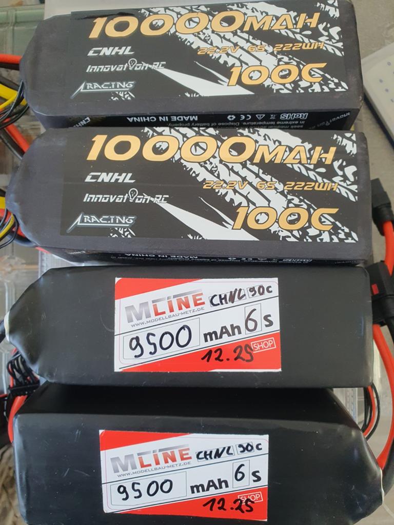 4x CNHL 6S 9500/10000mAh LiPo accu's voor RC auto's, Ophalen of Verzenden, Overige schalen, Onderdeel