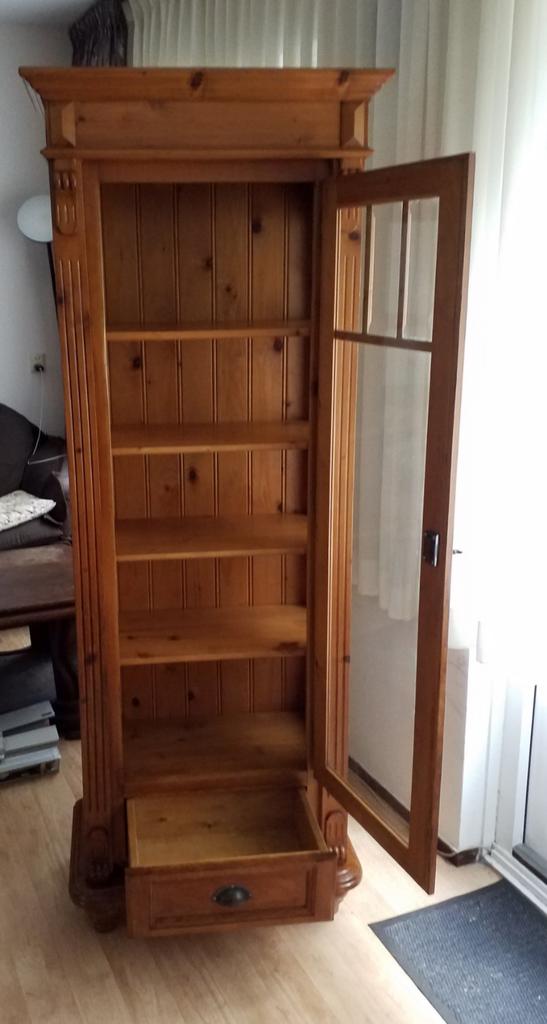 Te koop mooie houten vitrinekast, Huis en Inrichting, Kasten | Vitrinekasten, Ophalen, 50 tot 100 cm, Zo goed als nieuw, 150 tot 200 cm