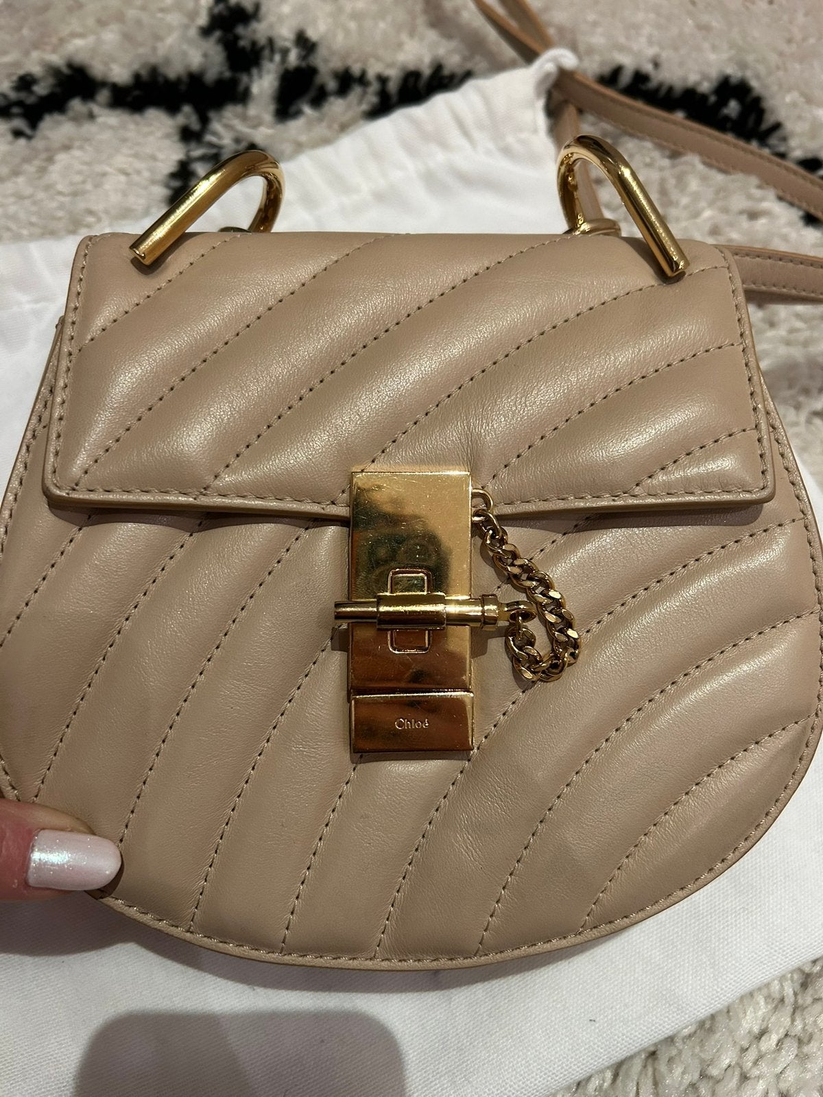 Chloe Drew Bijou mini schoudertas in nude, Ophalen of Verzenden, Zo goed als nieuw, Schoudertasje