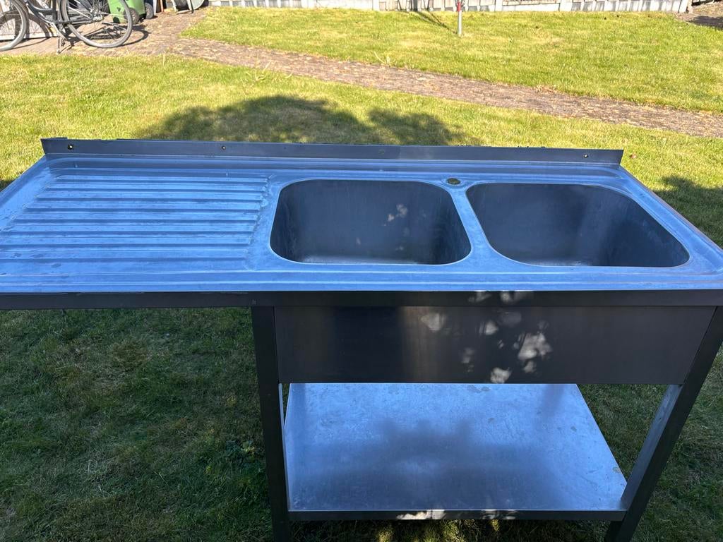 Dubbele Horeca Spoelbak RVS en Rational onderstel, Zakelijke goederen, Horeca | Keukenapparatuur, Ophalen, Gebruikt, RVS Meubilair