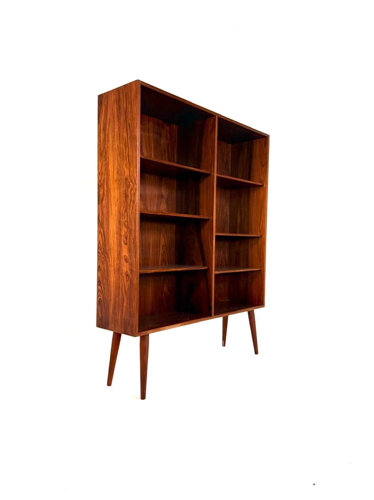 Vintage Palissander boekenkast, Faarup Møbelfabrik ‘60, Met plank(en), 100 tot 150 cm, Vintage retro buisframe design rotan webbing papercord deens