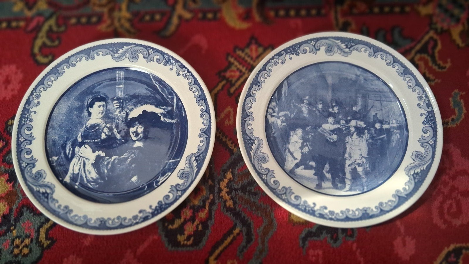 2 Delfts Blauw Wandborden - De Nachtwacht & Het Melkmeisje, Ophalen of Verzenden